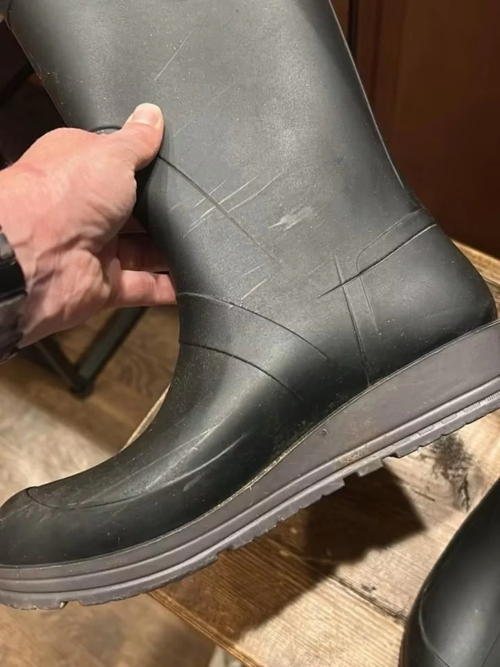 Women’s 6 Classic Black Waterproof Runner Rain Boots with wedge heel